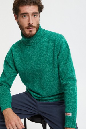 Chandails Baracuta Melange Turtle Neck Vert Foncé | LRSUHE-672