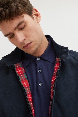 Vestes Baracuta G9 Daim Bleu Marine | WMJAPX-579