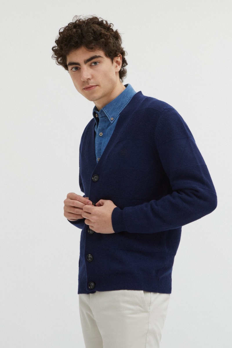 Cardigan Baracuta Knit Bleu Marine | KQXSAF-971