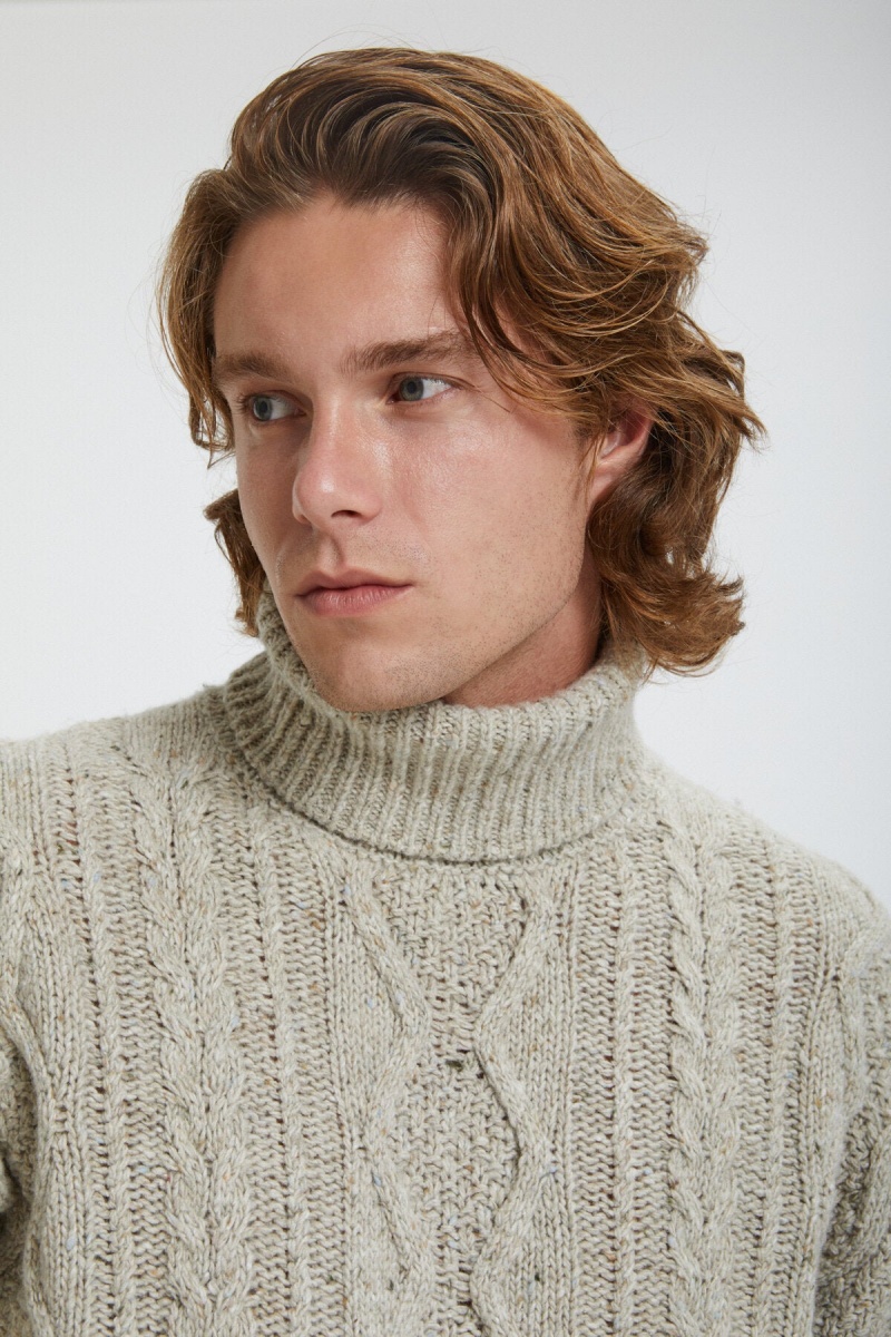 Chandails Baracuta Aran Turtle Neck Blanche | NVJXUG-785