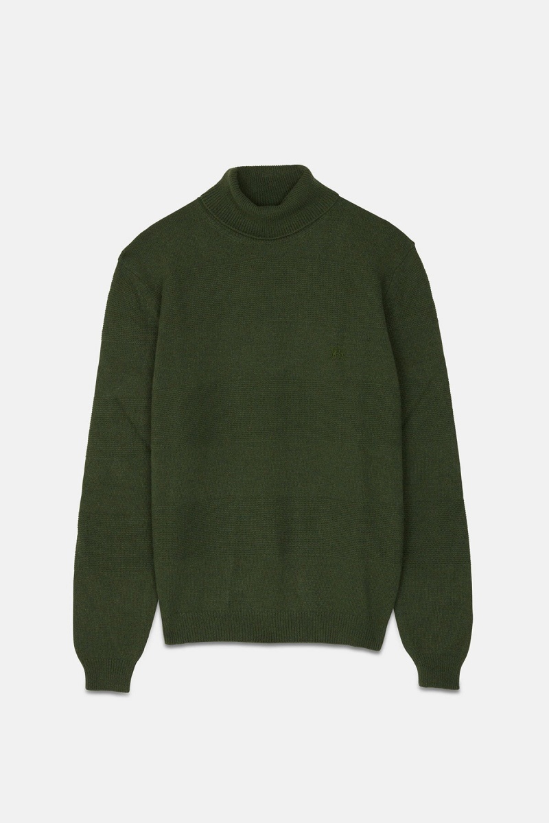 Chandails Baracuta Knit Turtle Neck Vert Foncé | CGLXDE-130