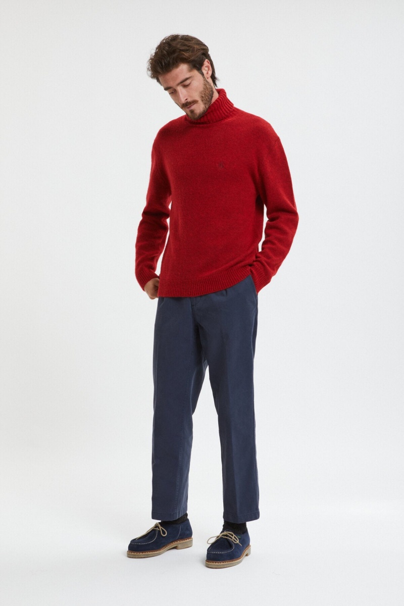 Chandails Baracuta Laine Turtle Neck Rouge | SYEJTF-715
