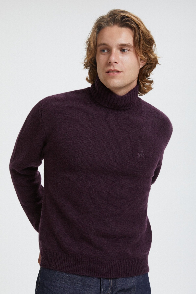 Chandails Baracuta Laine Turtle Neck Violette Foncé | BZHJEF-390