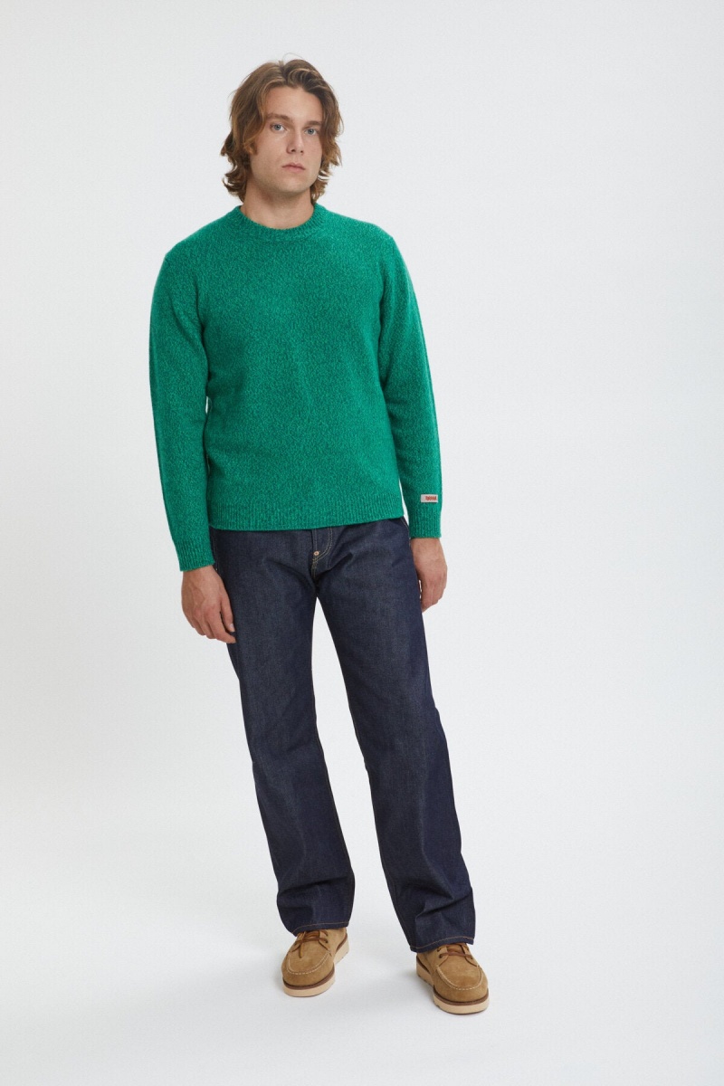 Chandails Baracuta Melange Crew Neck Vert | KANYGQ-536