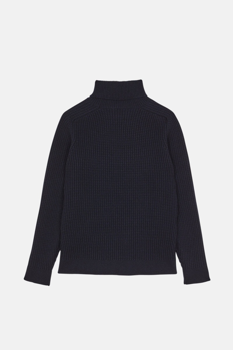 Chandails Baracuta Waffle Turtle Neck Bleu Marine | KUMZNH-627