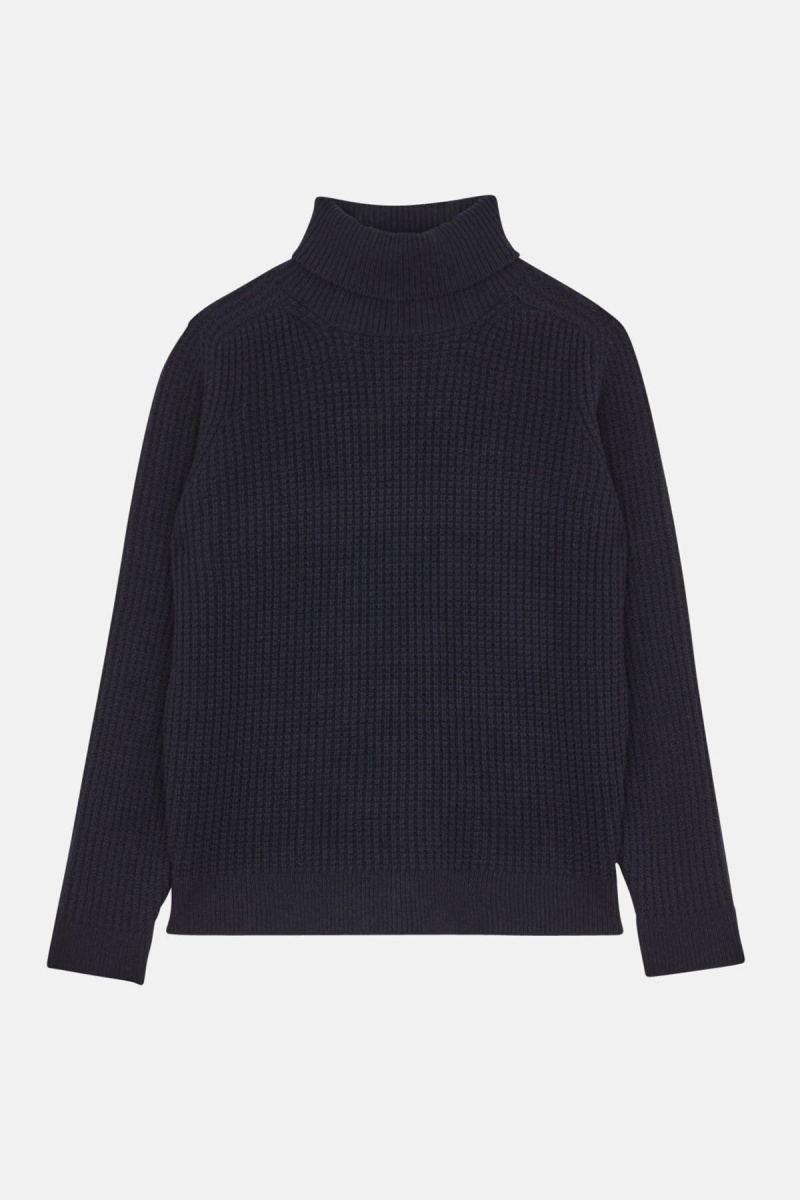 Chandails Baracuta Waffle Turtle Neck Bleu Marine | KUMZNH-627