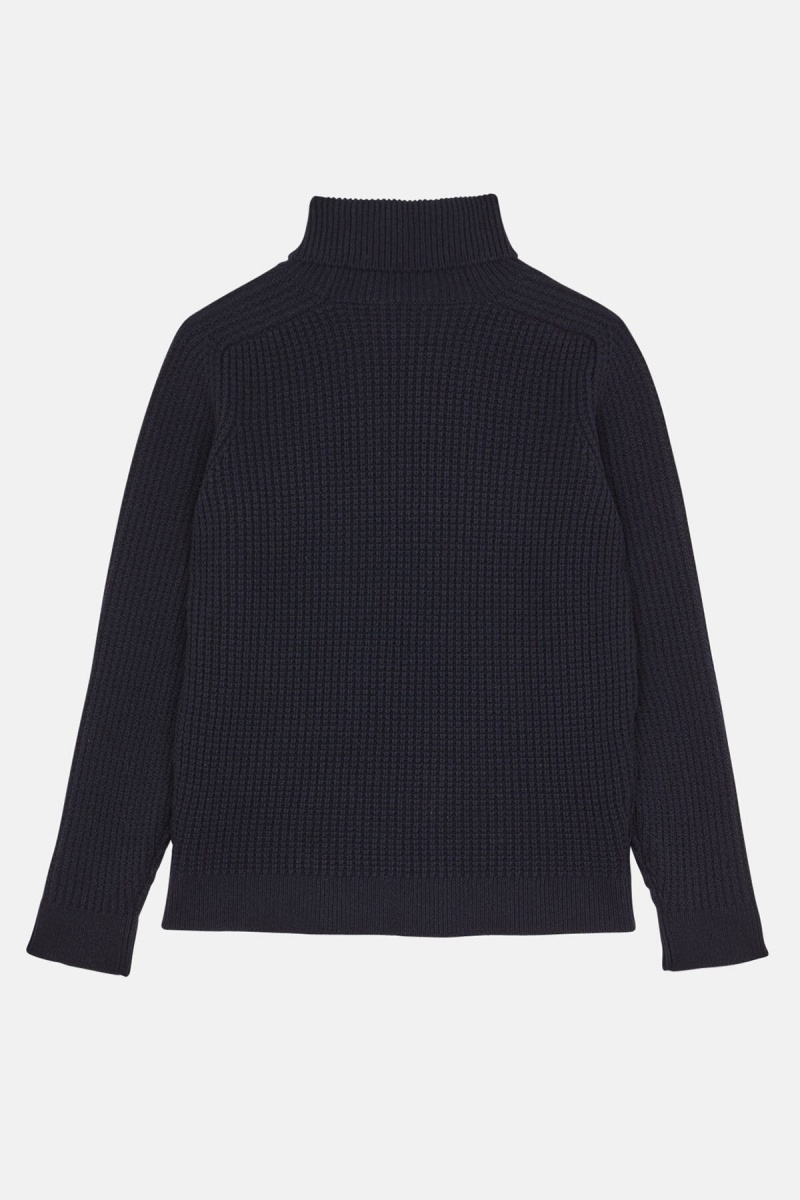 Chandails Baracuta Waffle Turtle Neck Bleu Marine | KUMZNH-627