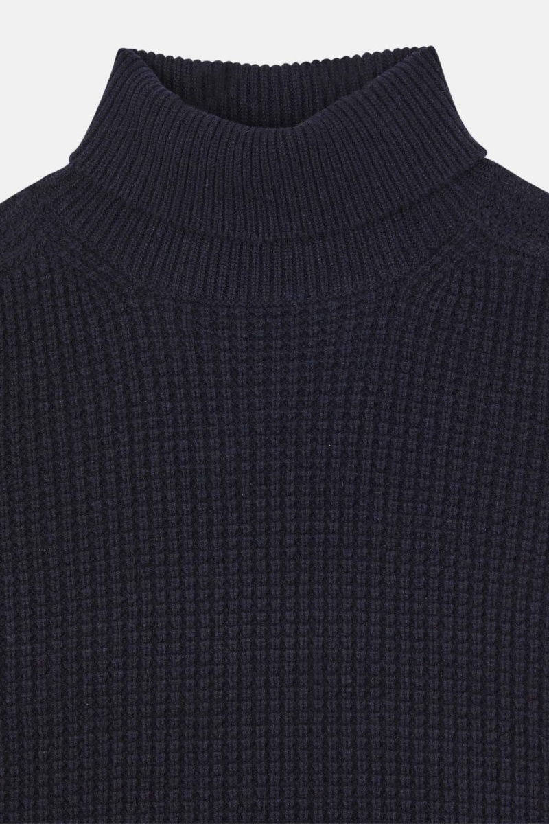 Chandails Baracuta Waffle Turtle Neck Bleu Marine | KUMZNH-627