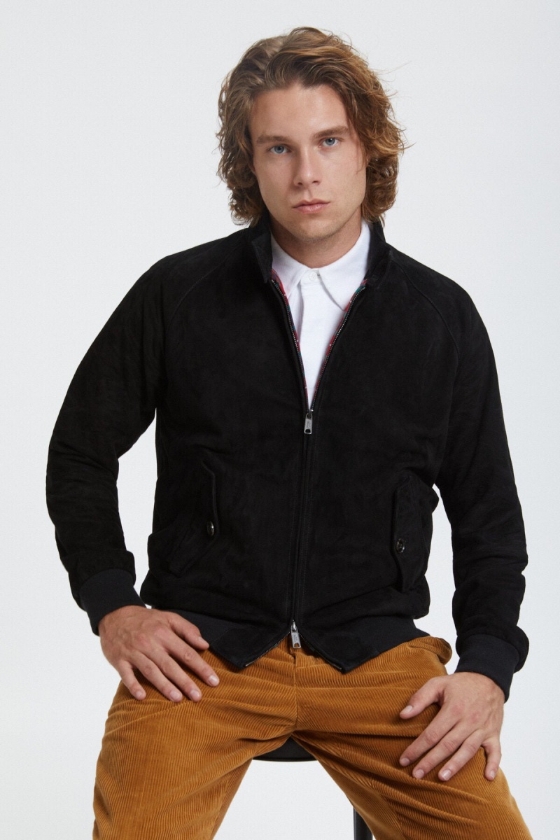 Vestes Baracuta G9 Daim Mr. Porter Noir | HWKTAM-960