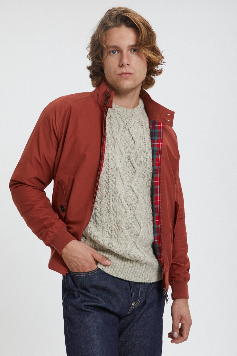 Vestes Baracuta G9 Harrington Rouge Foncé | DANKBR-486