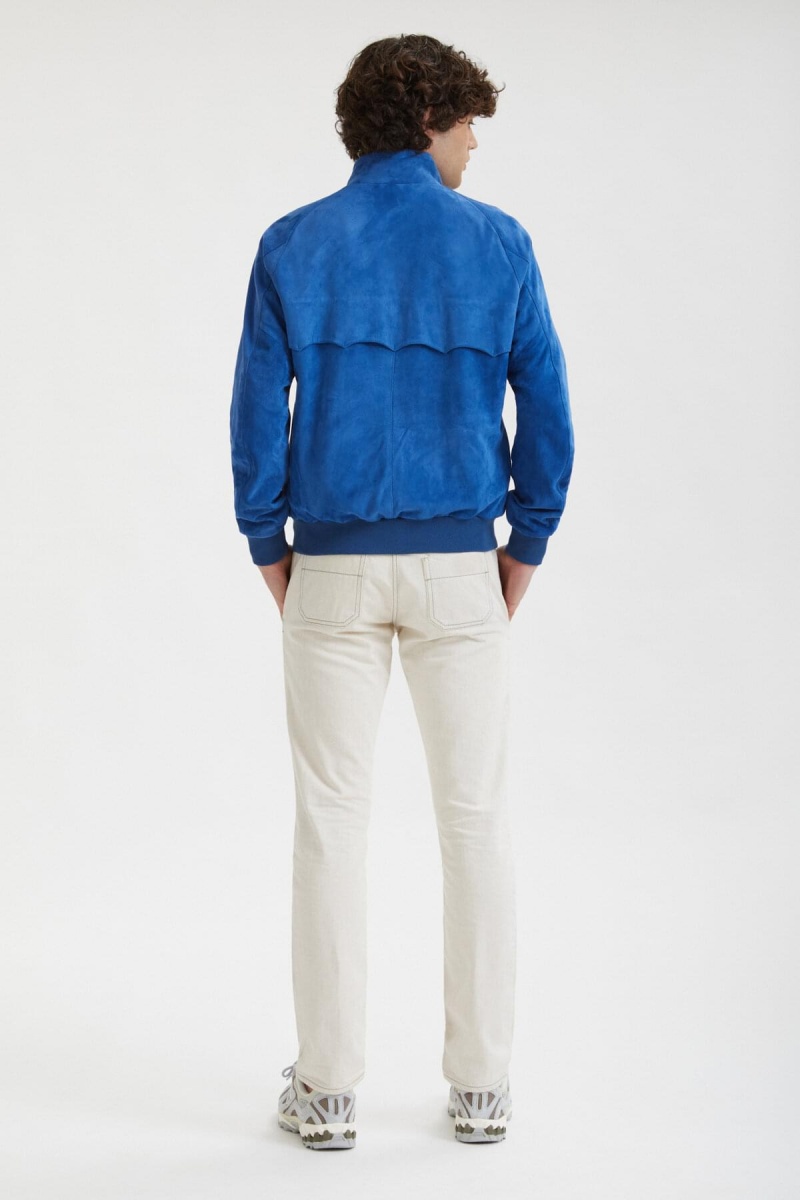 Vestes Baracuta Premium G9 Harrington Daim Bleu | CXWBKU-015